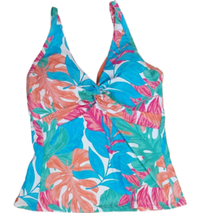 Sunset Seperates Tropical Leaf Print Tankini Swim Top Size 38D EUC